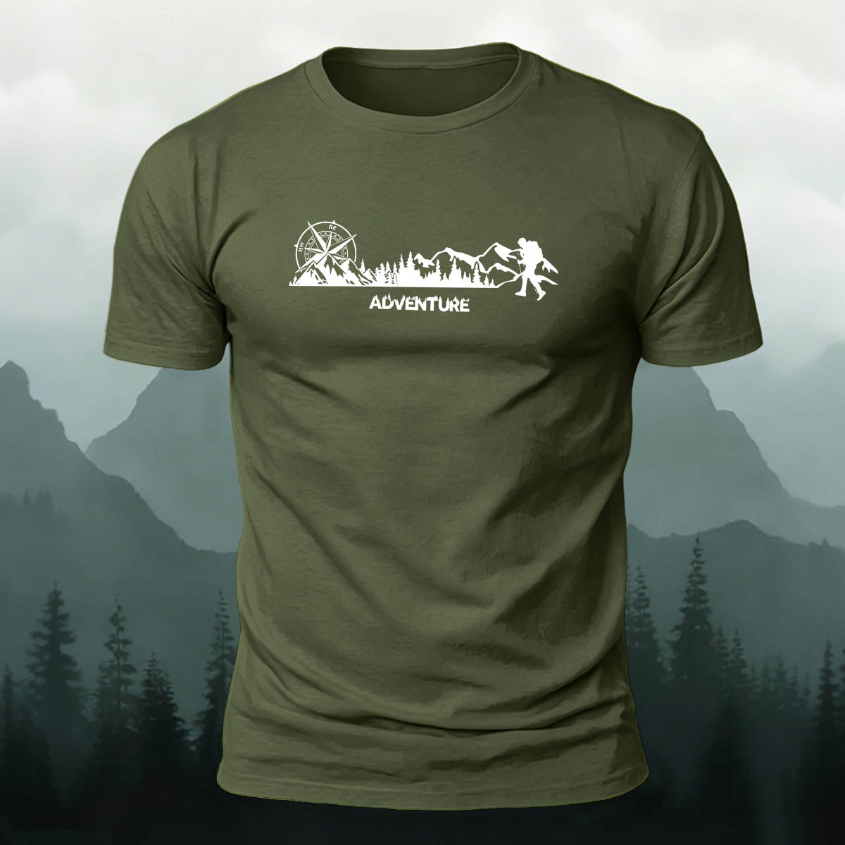 Snow Mountain Climbing Adventure Printed Casual Cotton T-Shirt