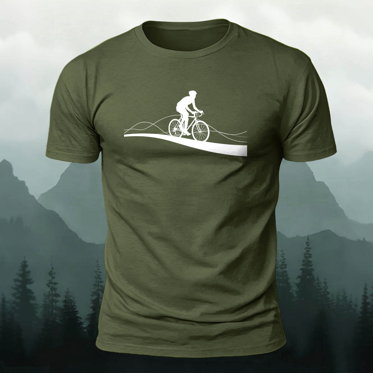 Road Cycling Art Print Comfortable Cotton T-Shirt