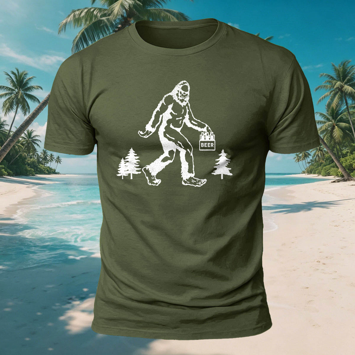 Gorilla Carrying Beer Print Casual Breathable Cotton T-Shirt