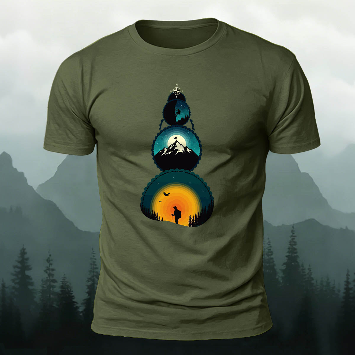 Art of the Snow-Capped Peaks Printed Casual Cotton Tee