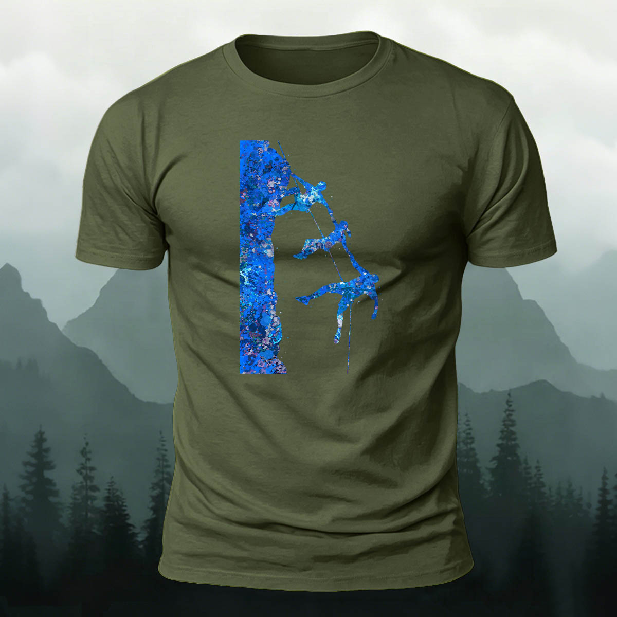 Adventure and Hiking Blue Printed Cotton T-Shirt