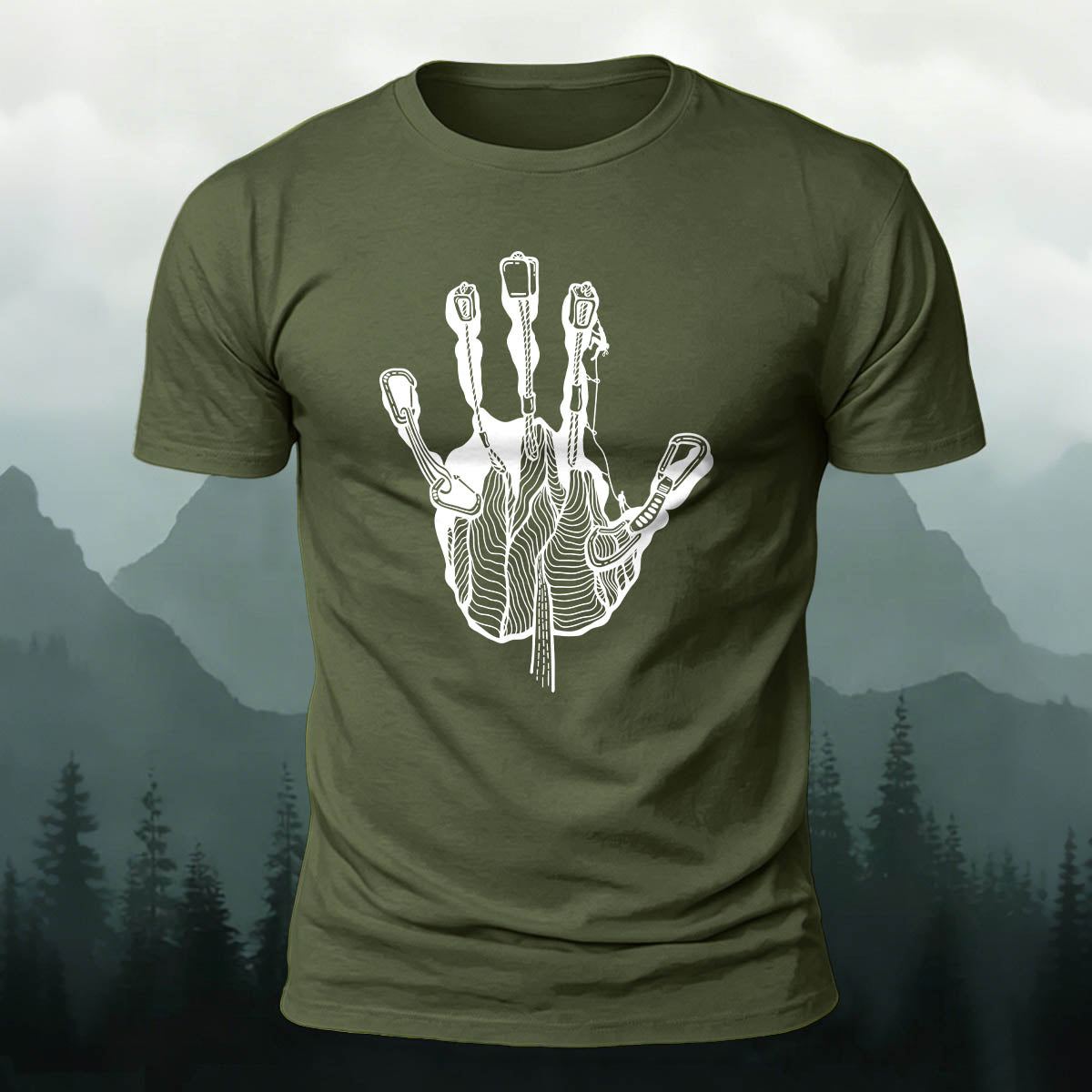 Rock Climbing Handprint Casual 100% Cotton T-Shirt