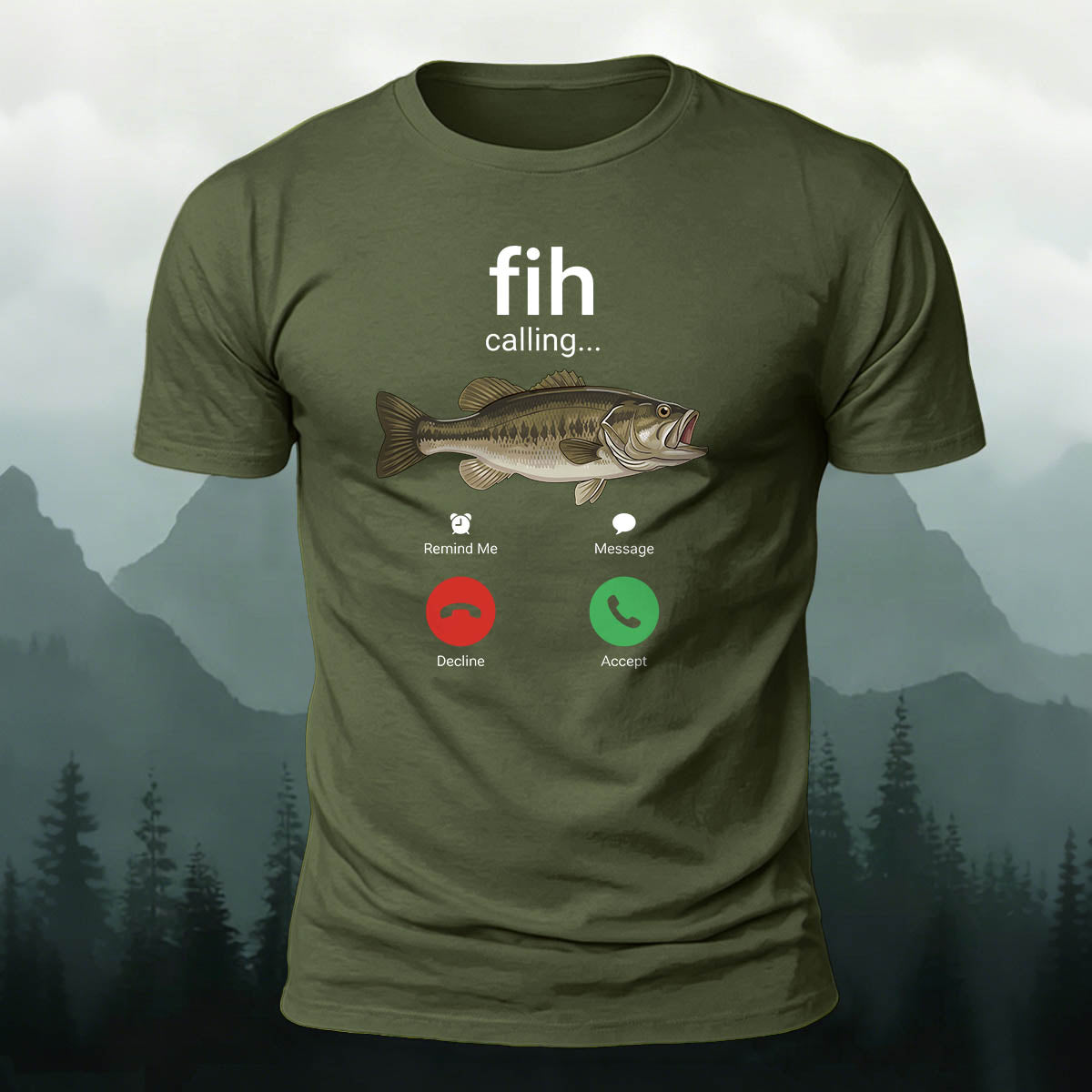 Fun Fishing Phone Casual Breathable T-Shirt