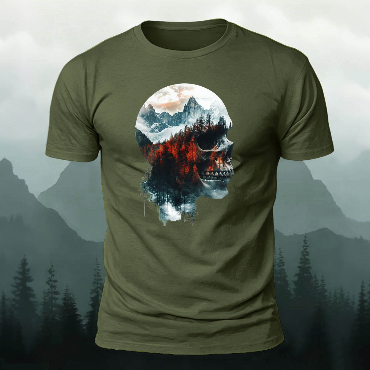 Skull Art Landscape Print Unisex Cotton T-Shirt