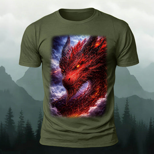 Sublimation Dark Myth Fiery Dragon  Unique Casual Tee