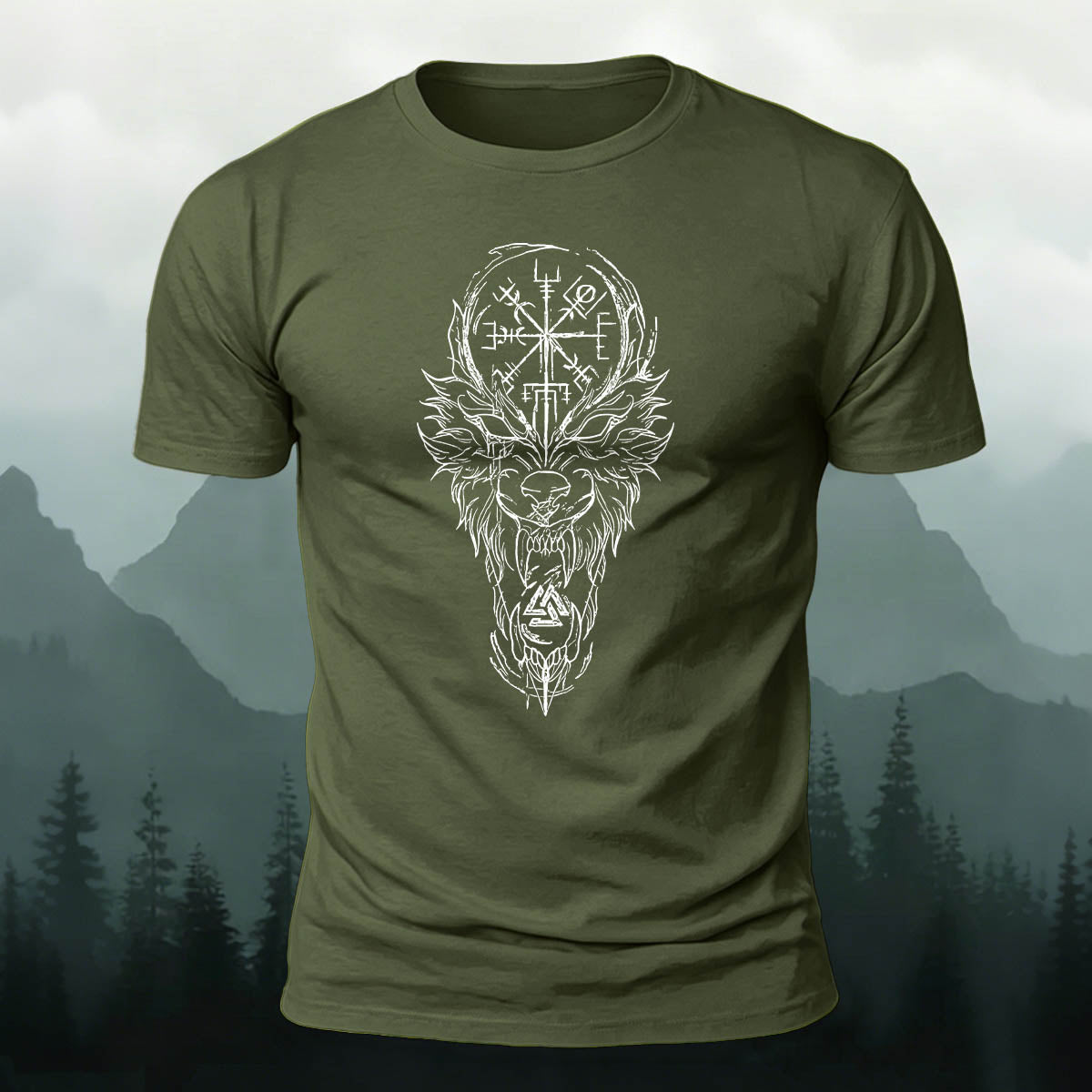 Vintage Tribal Sketch Totem Casual Cotton T-Shirt