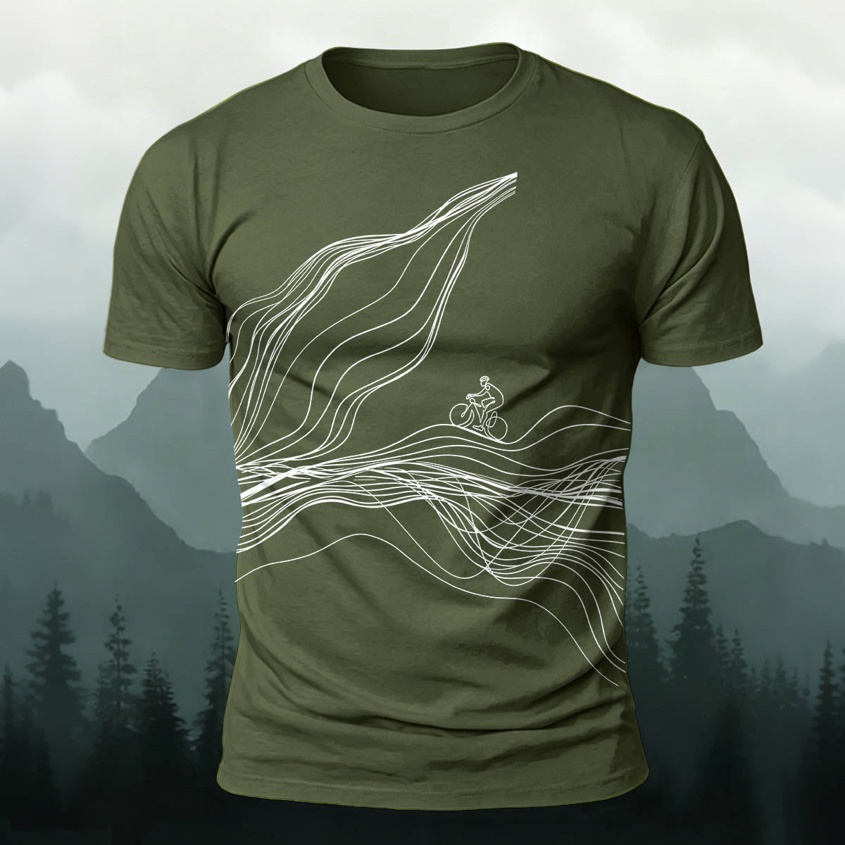Sublimation  Line Art Cycling Graphic Casual Tee