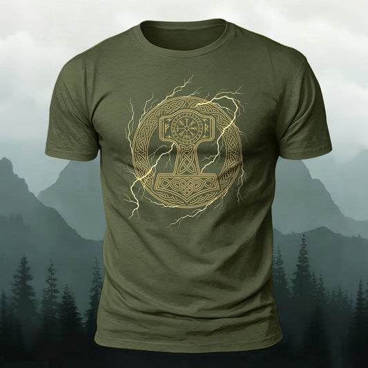 100% Cotton Viking Thor Hammer Graphic Personality Tee
