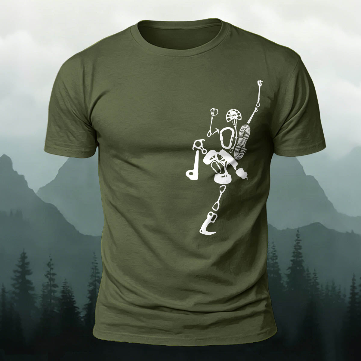 Fun Rock Climbing Print Casual Cotton T-Shirt