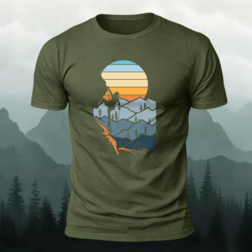 Outdoor Hiking Enthusiasts Adventure Print Cotton Tee