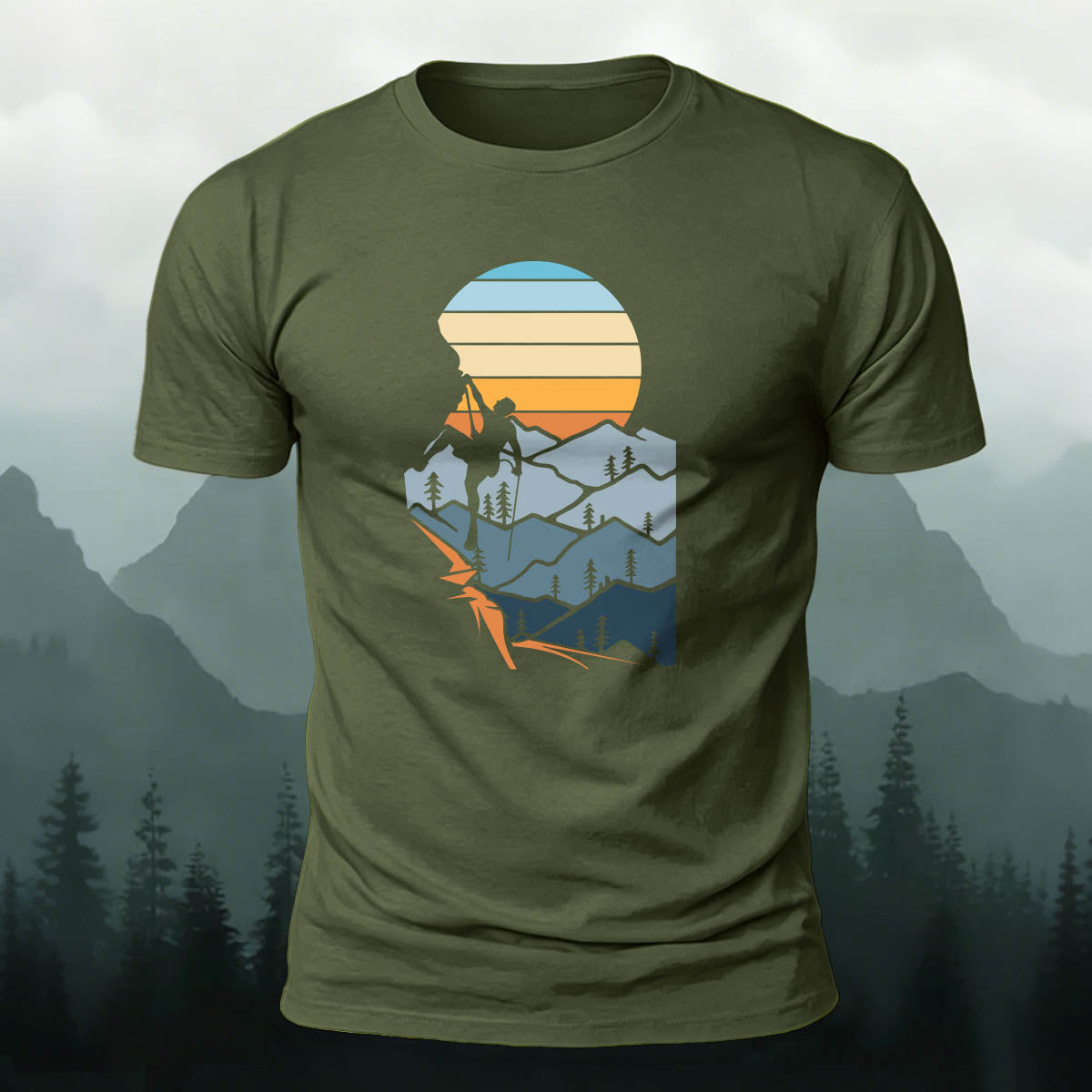 Outdoor Hiking Enthusiasts Adventure Print Cotton Tee