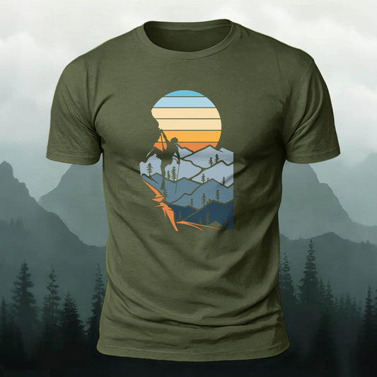 Outdoor Hiking Enthusiasts Adventure Print Cotton Tee