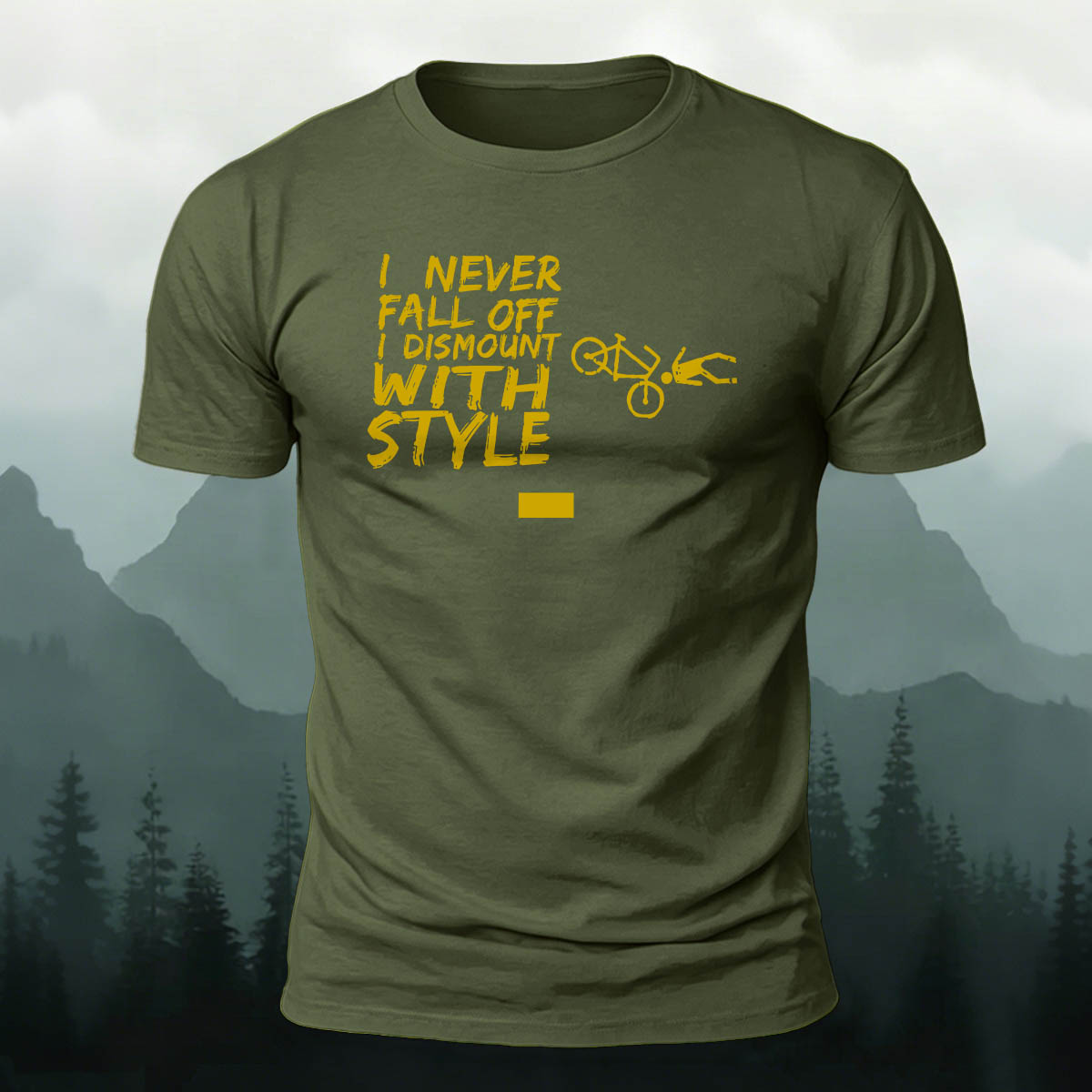Cotton I Never Fall Off Printed Outdoor Cycling T-Shirt