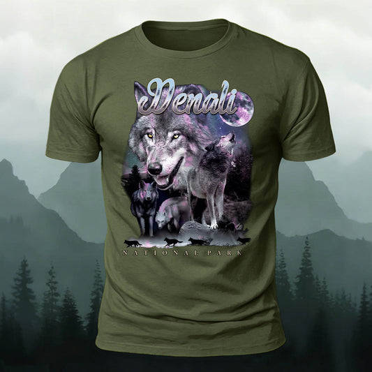 Sublimation Brave Wolf Pack Forest Park Casual T-Shirt