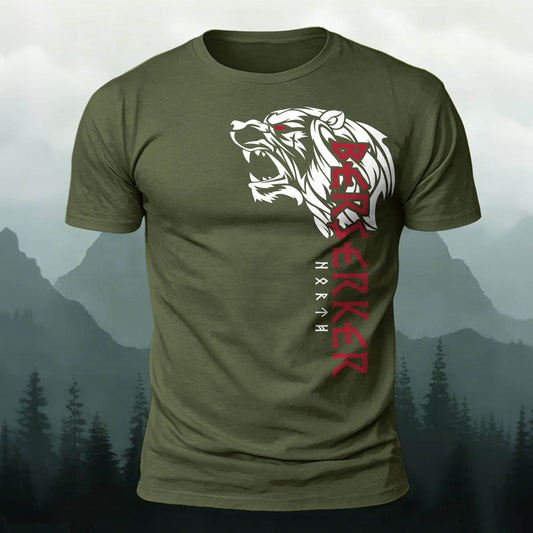 Sublimation Viking Wolf Head Totem Casual T-Shirt