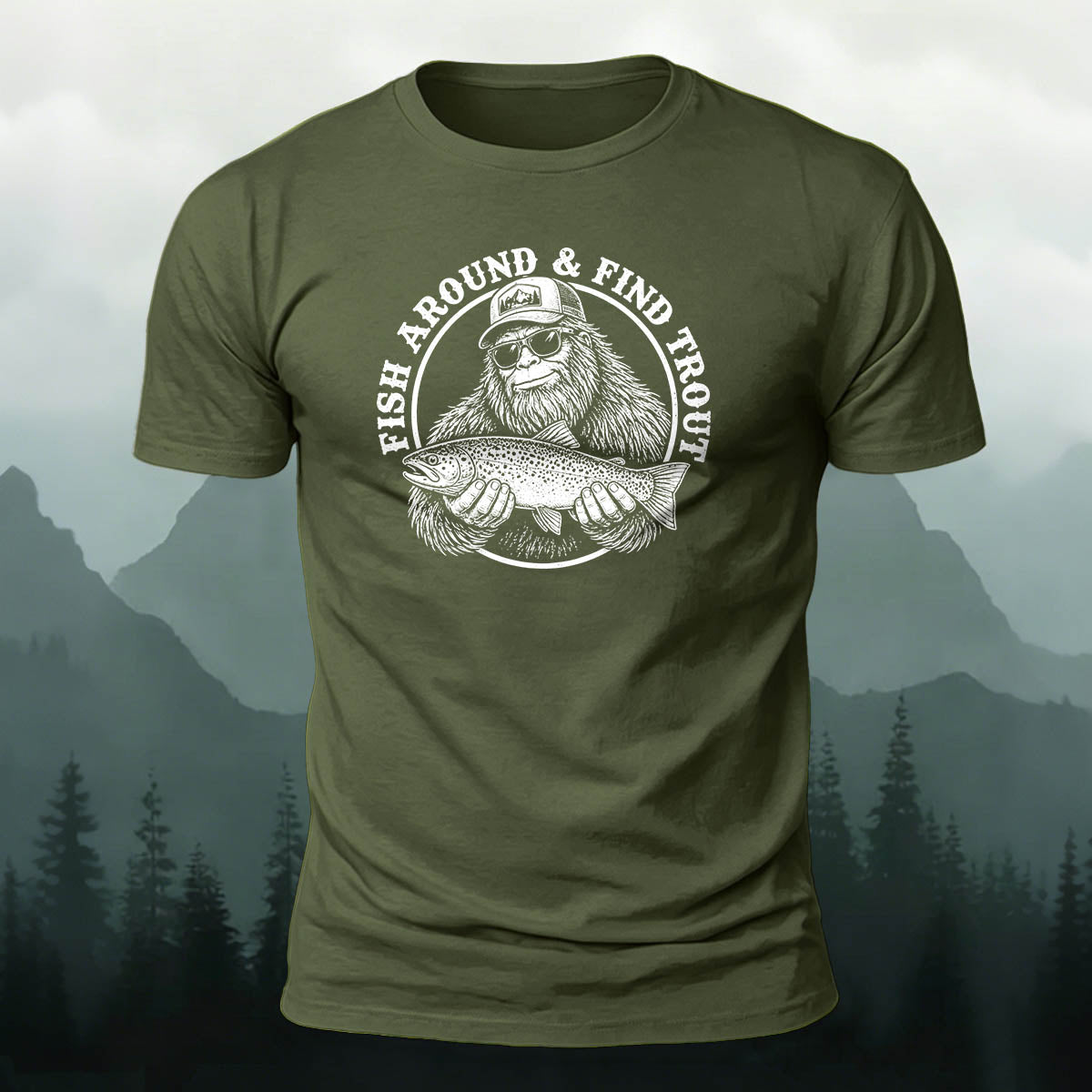Trout Print Personalized Outdoor 100% Cotton T-Shirt