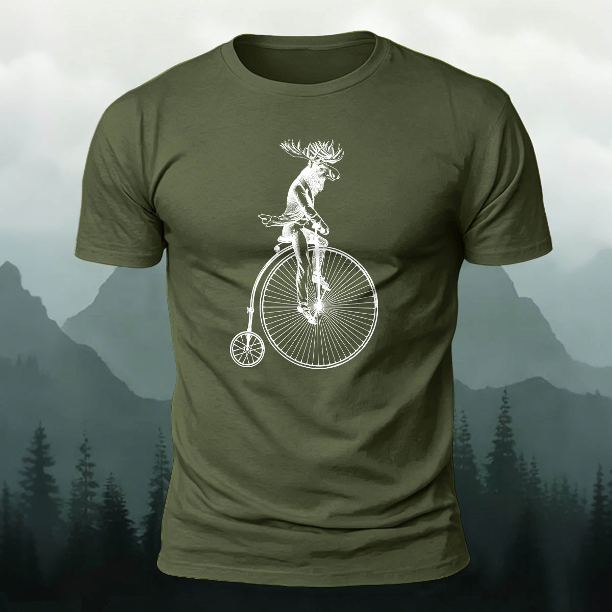 Divine Deer Acrobatic Cycling Print Casual Cotton T-Shirt