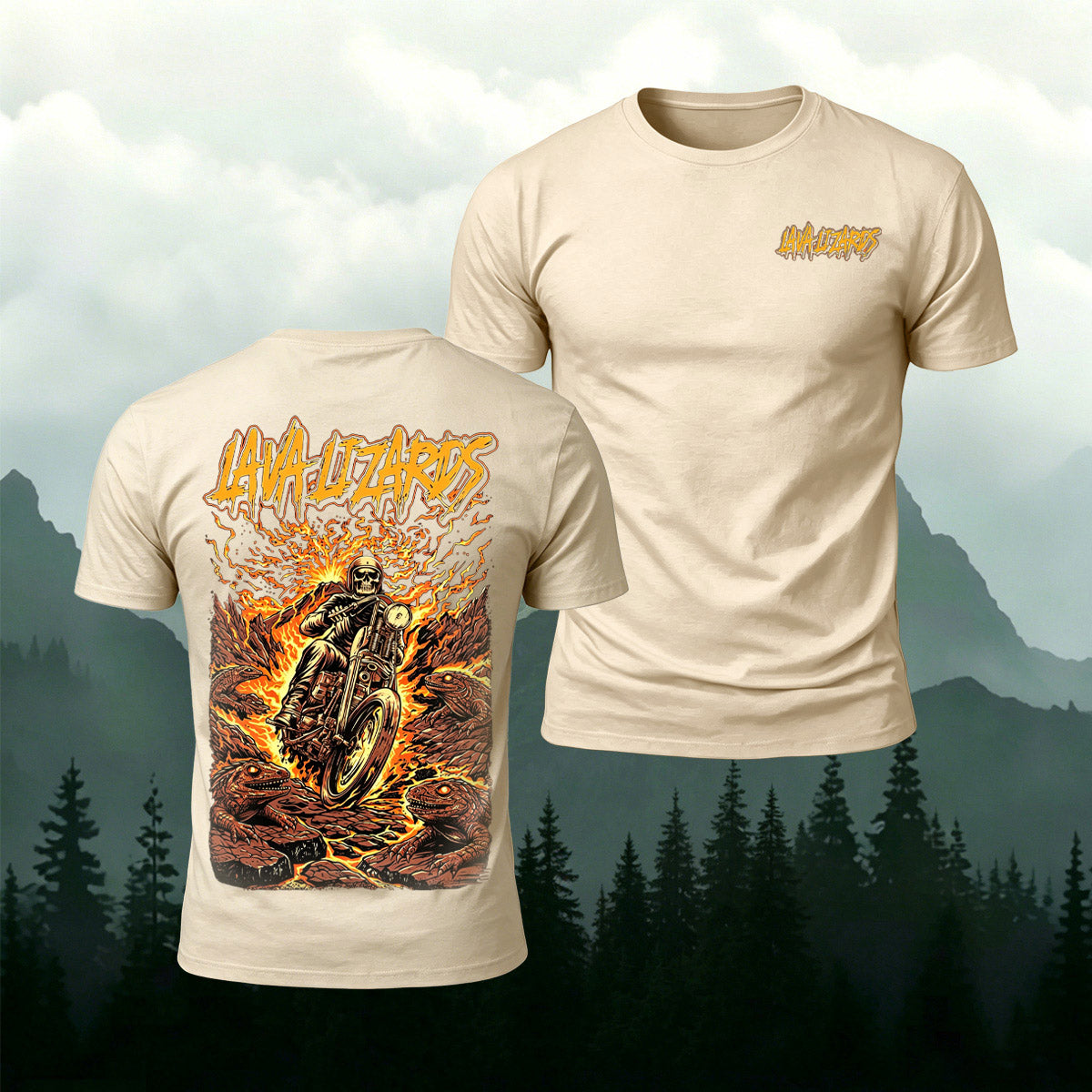 Black Metal-Style Print Casual Cotton T-Shirt