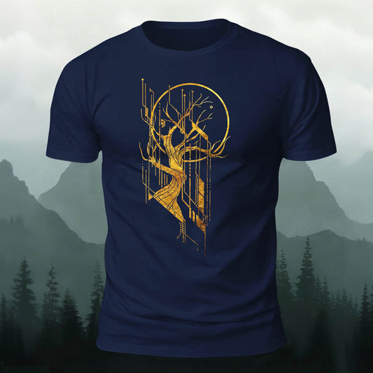 Line Tree Graphic Casual Premium Cotton T-Shirt