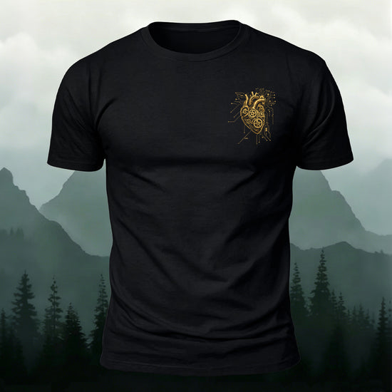 Mechanical Heart Premium Cotton fashionable T-Shirt Black