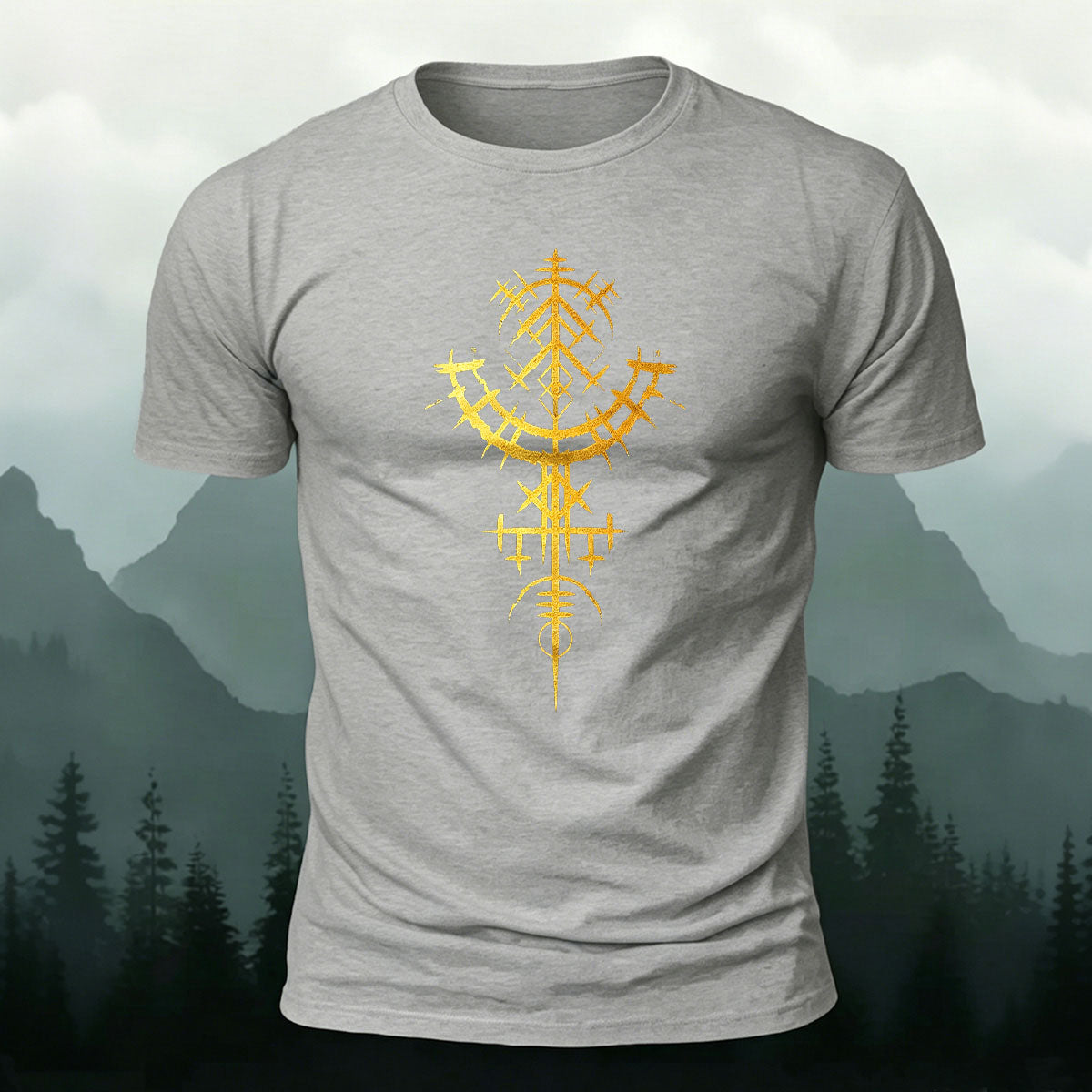 Artistic Image Printed Comfortable Skin-friendly Cotton T-Shirt Grey