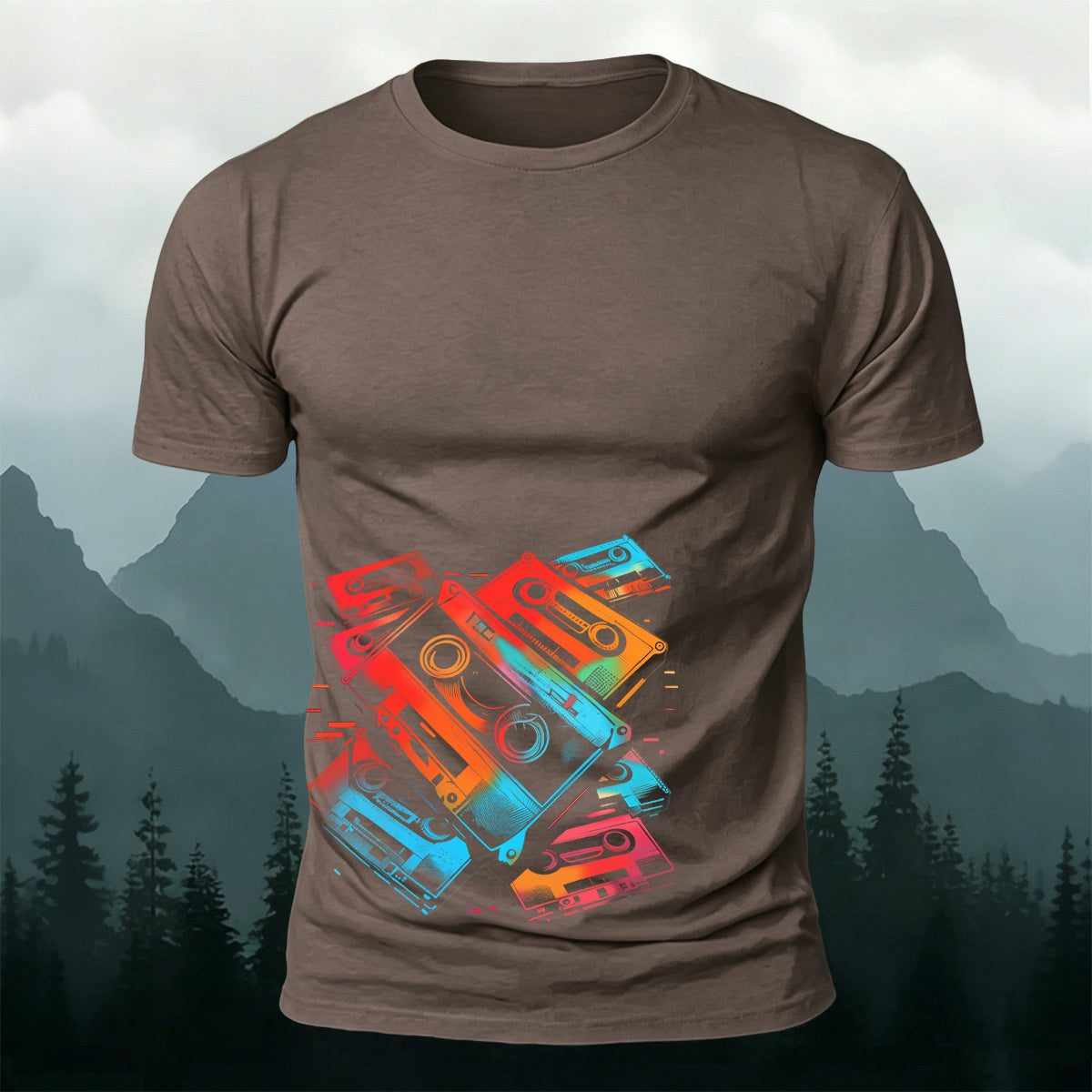 Music Cassette Graphic Trendy Casual Skin-friendly Tee