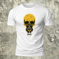 Gas Mask Skull Print Cotton Crew Neck T-Shirt White