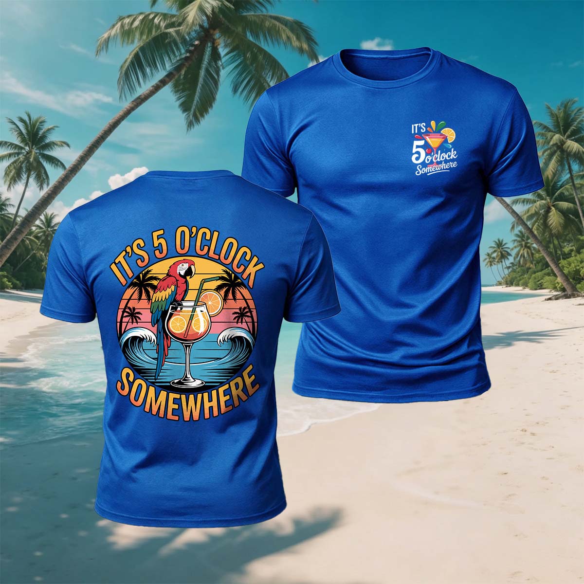 Parrot Drinking Fun Print Beach Casual Breathable Tee