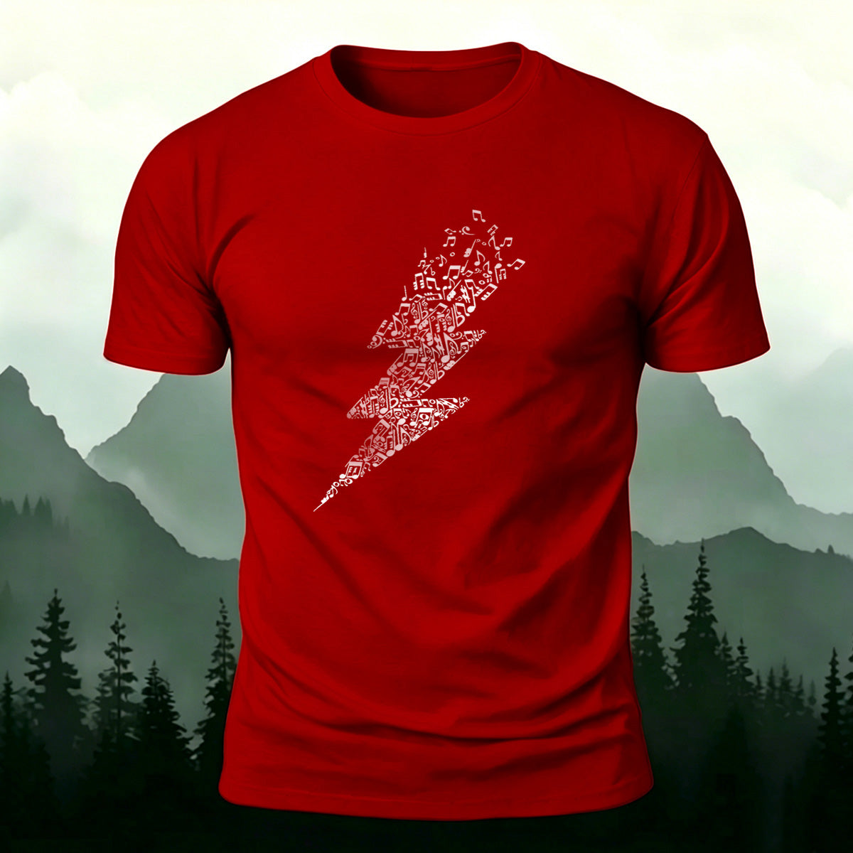 Music Lightning Pattern Fashionable Soft-touch Feel T-shirt