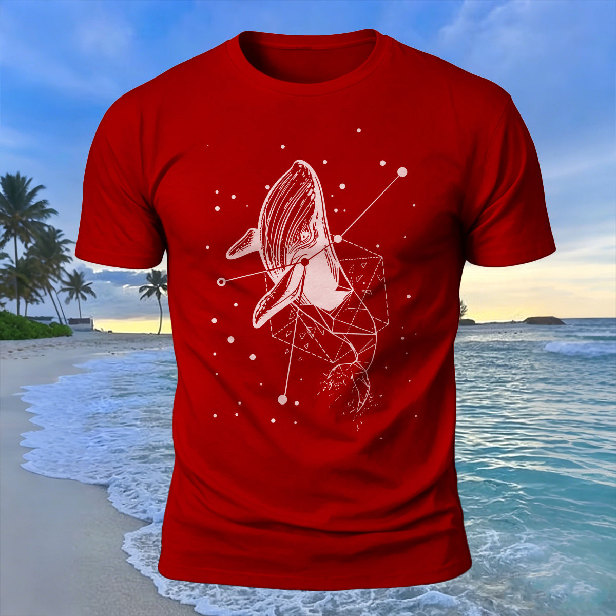 Whale Geometric Print 100% Cotton Soft-Touch T-Shirt