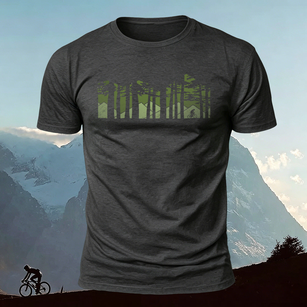Forest Cycling Nature Casual Premium Cotton T-Shirt Dark Grey