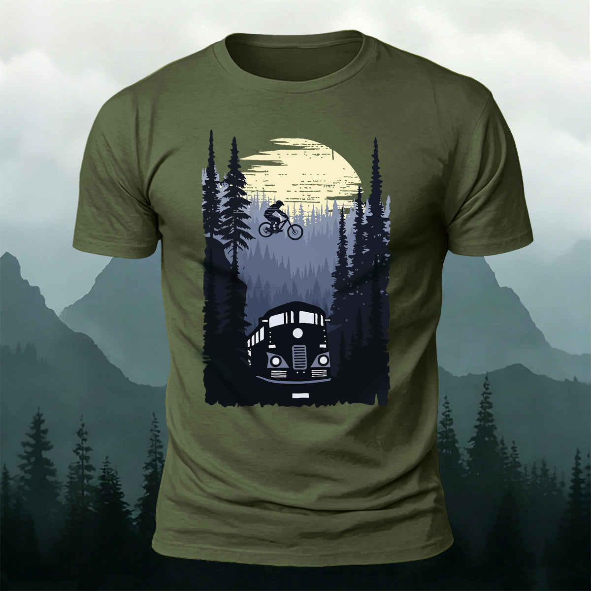 Mountain Biking Print Outdoor Trendy Casual Tee