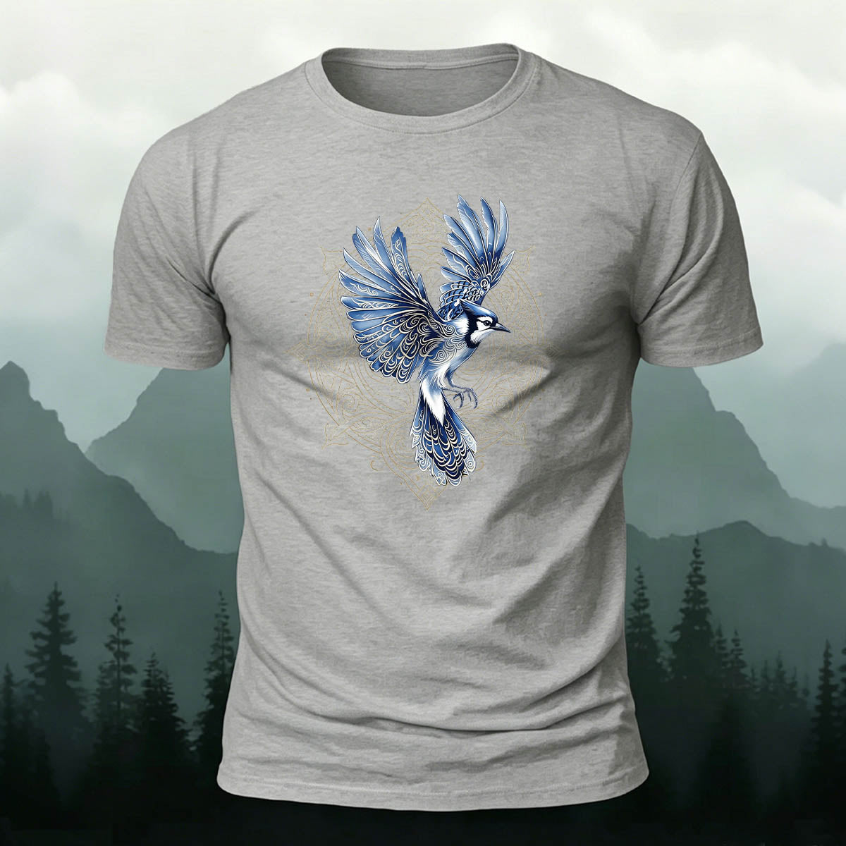 Artistic Bird Graphic Casual Skin-Friendly T-Shirt