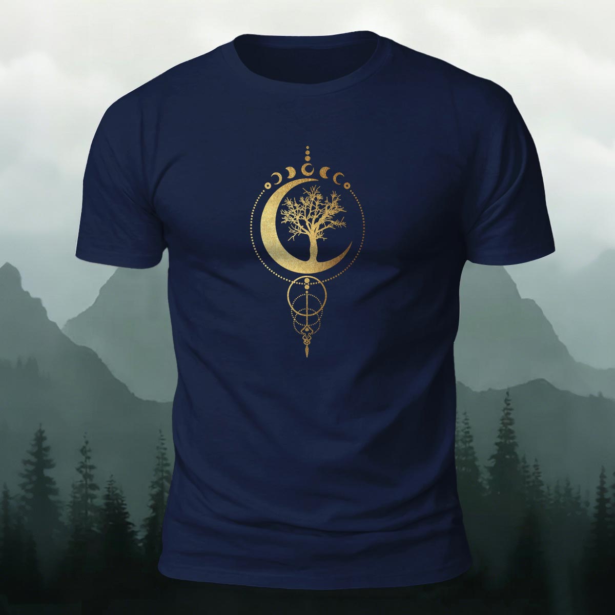 Forest Moon Art Print Casual Cotton T-Shirt