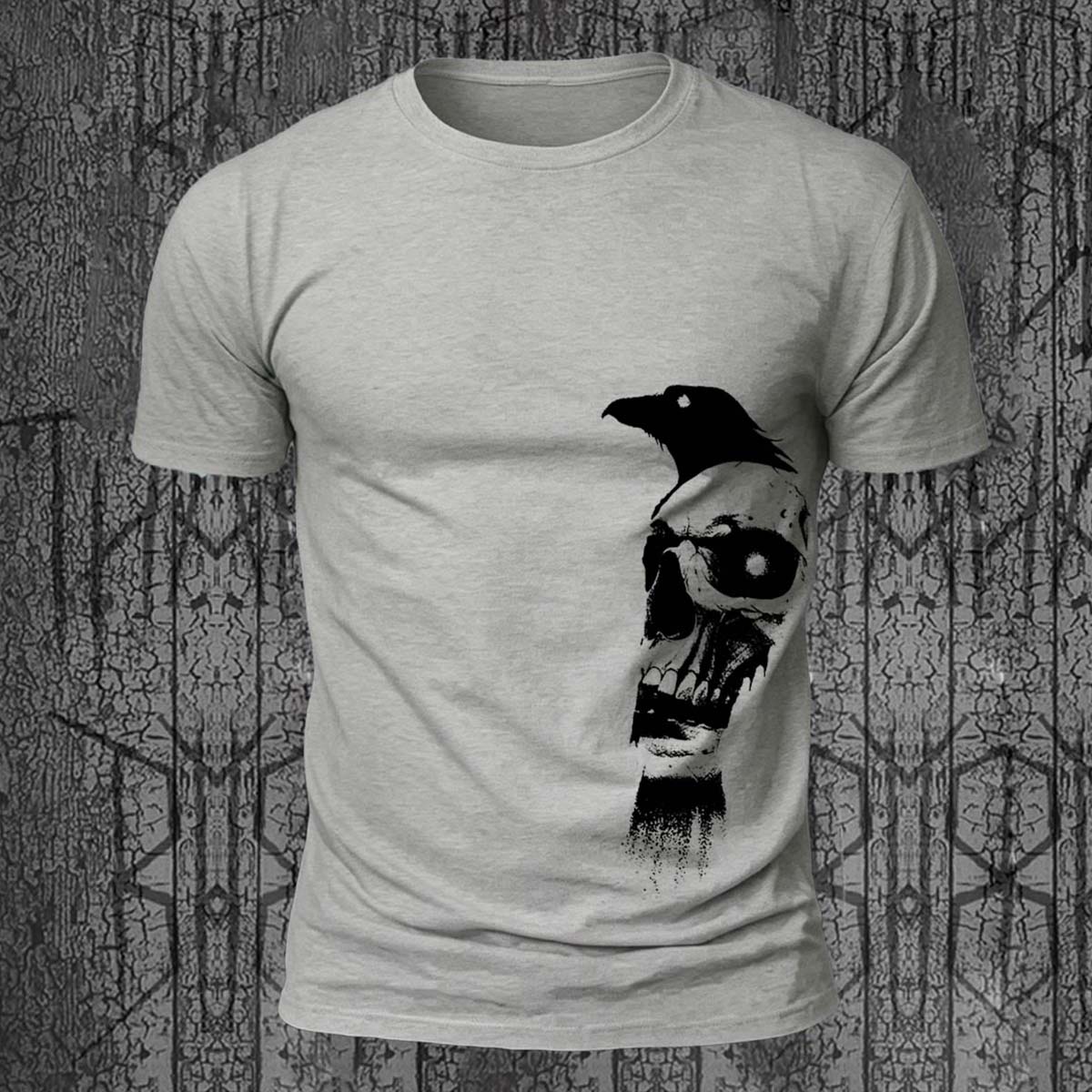 Vintage Skull Bird Print Casual Skin-Friendly T-Shirt
