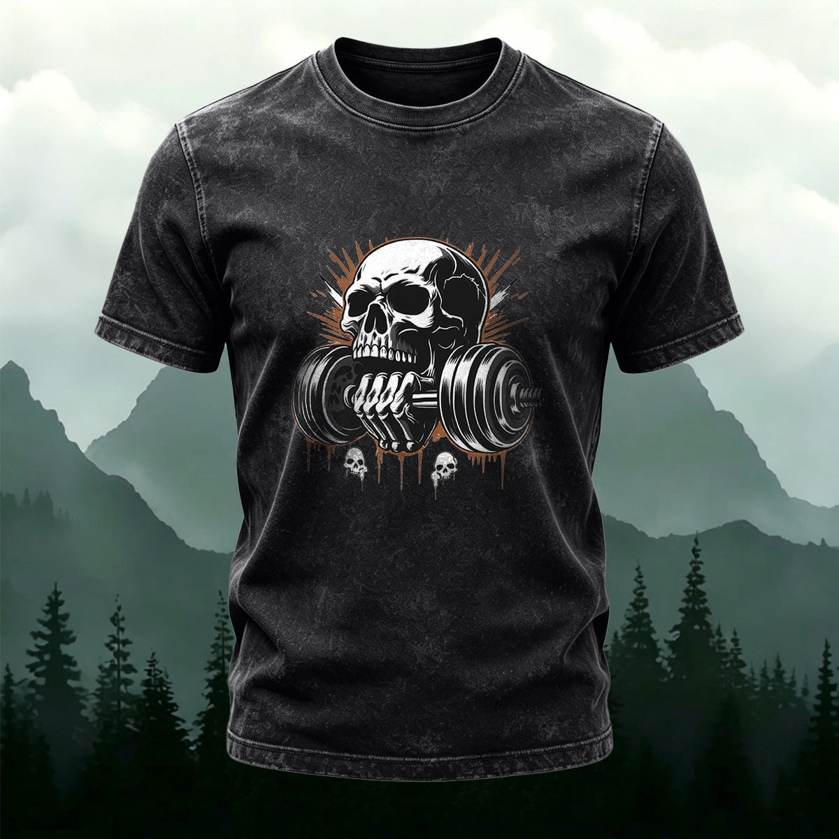Fitness Skull Cool Fashion Breathable Cotton T-Shirt Black 2