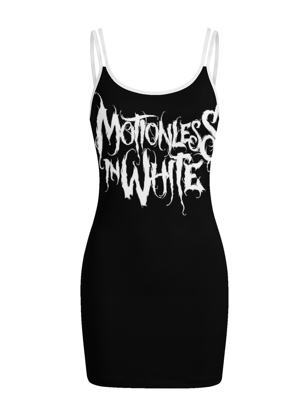 Letter Print Sexy Dark Spaghetti-Strap Dress