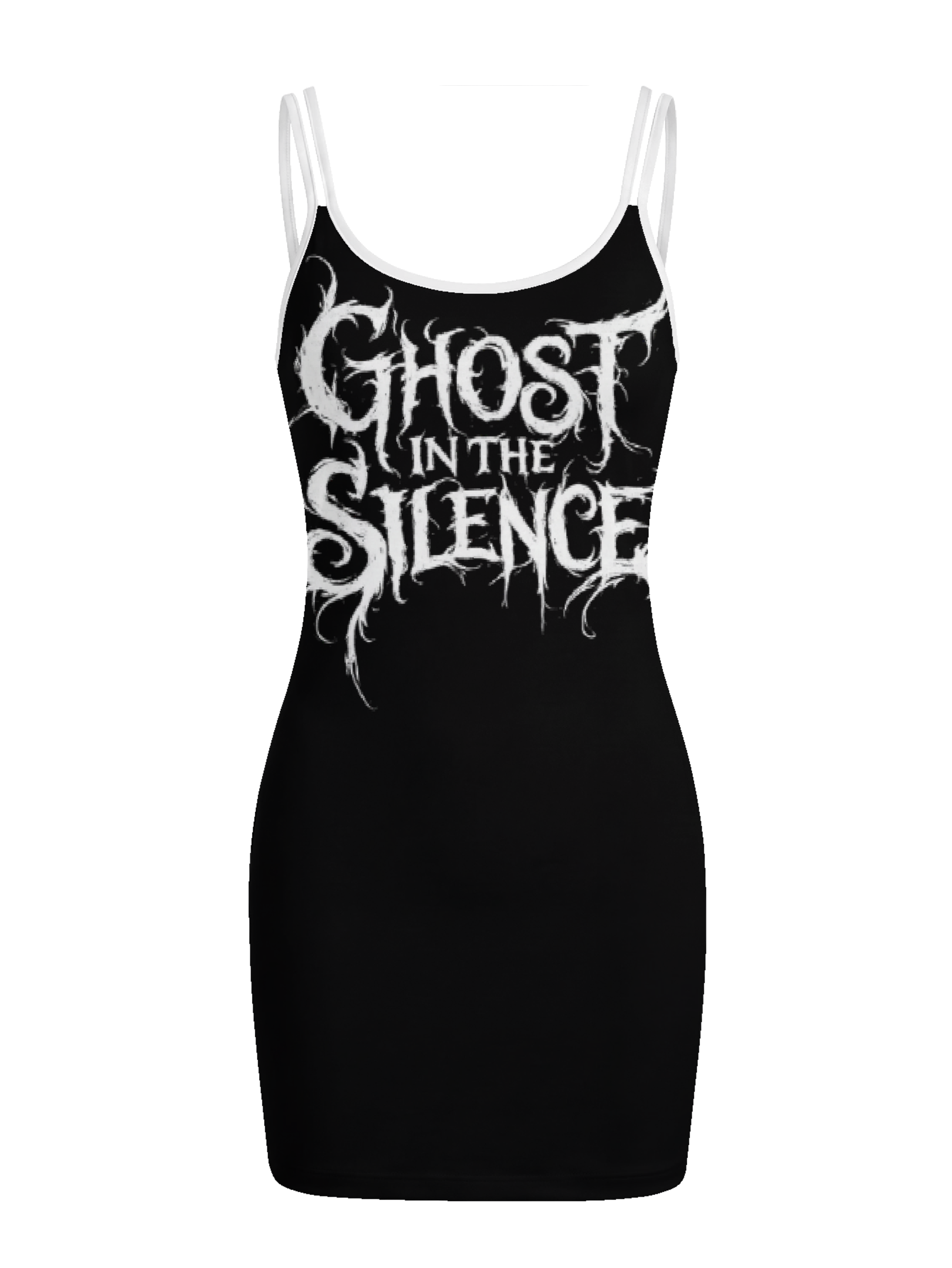Letter Print Sexy Dark Spaghetti-Strap Dress