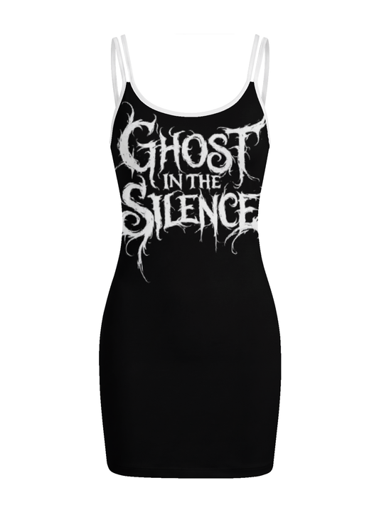 Letter Print Sexy Dark Spaghetti-Strap Dress
