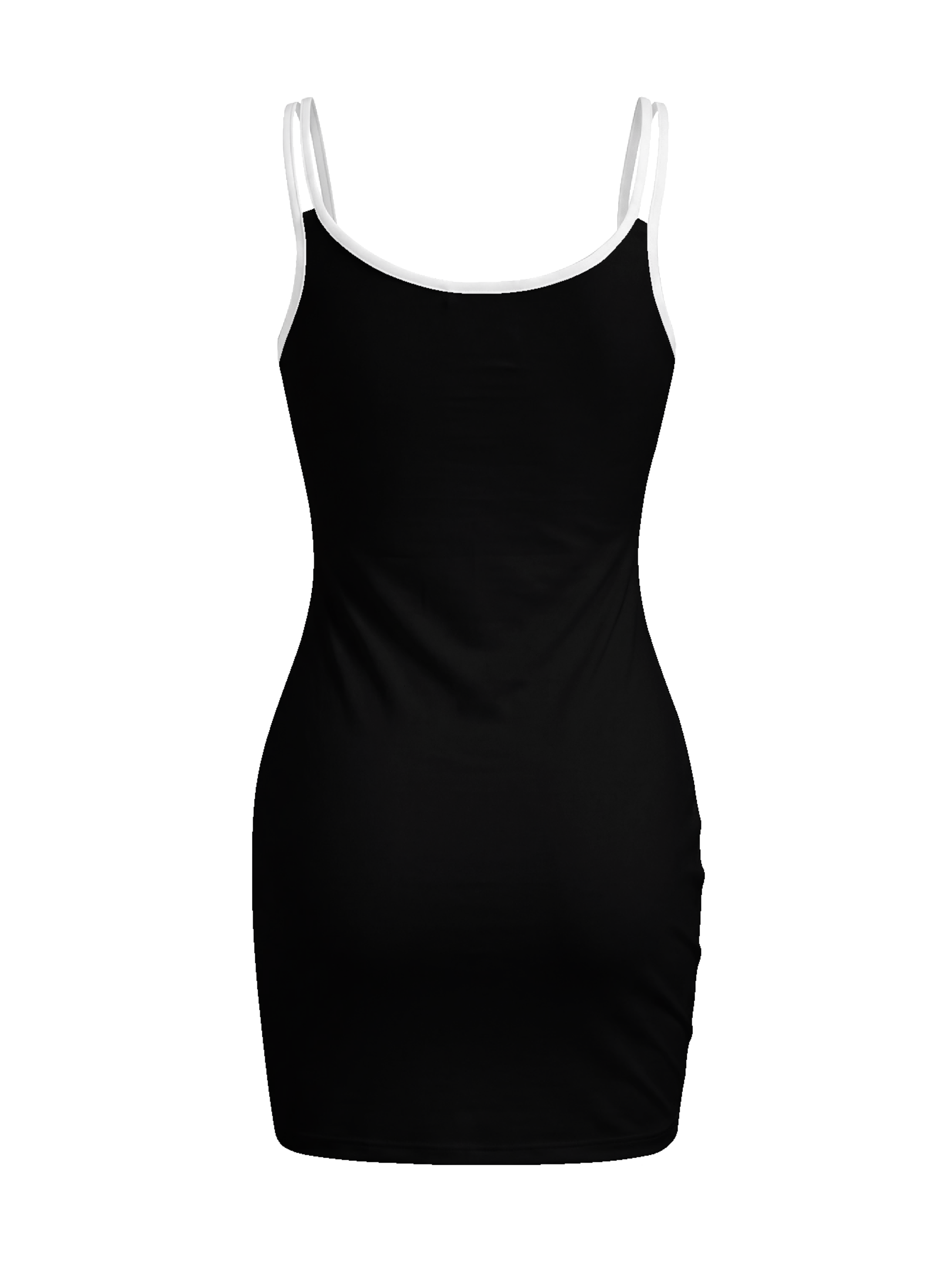Letter Print Sexy Dark Spaghetti-Strap Dress
