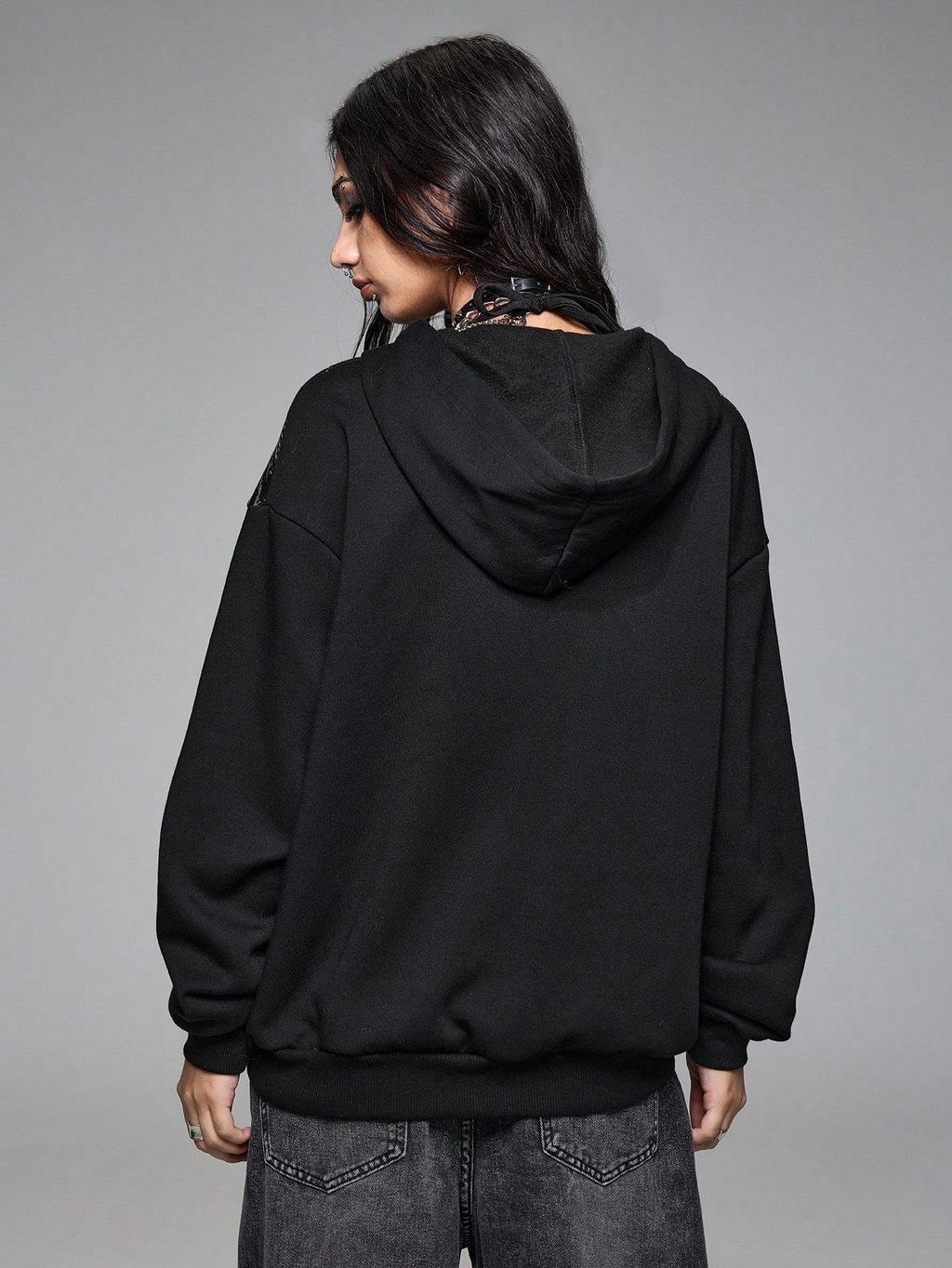 Vintage Gothic Print Hooded Sweatshirt Jacket