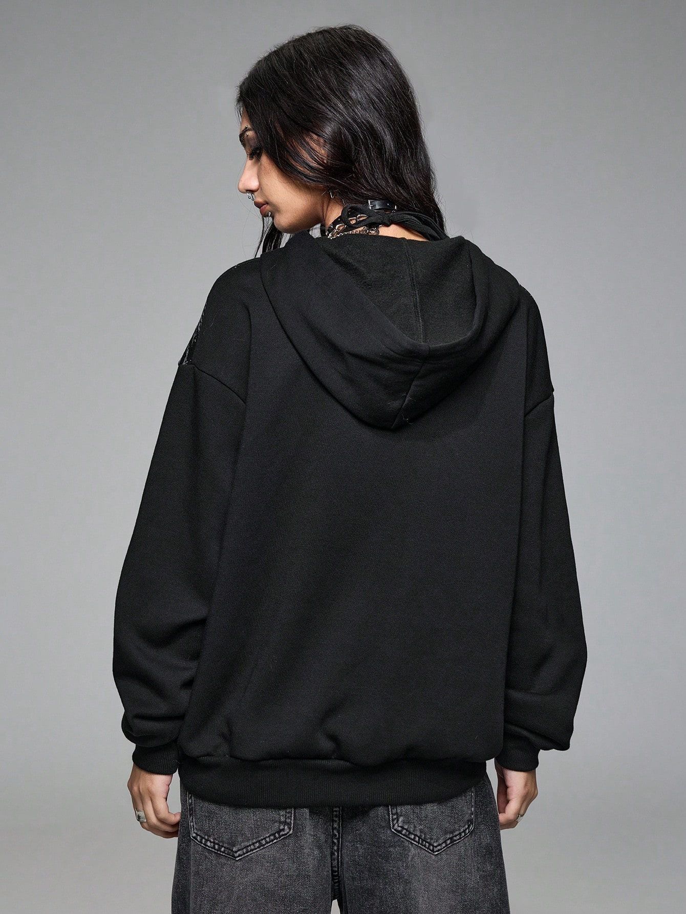Vintage Gothic Print Hooded Sweatshirt Jacket