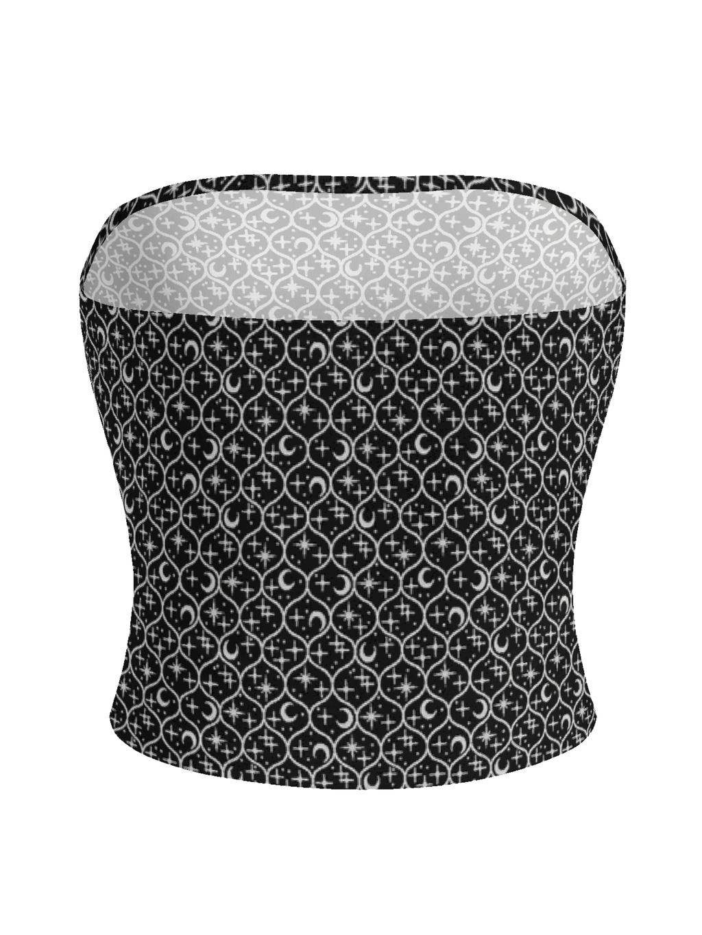 Gothic Star Moon Print Strapless Sleeveless Top