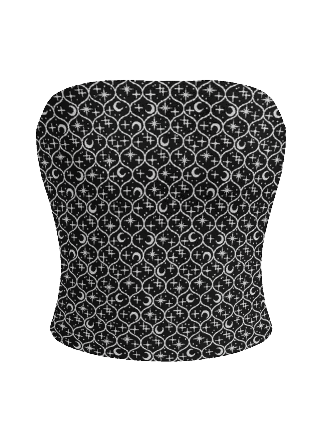 Gothic Star Moon Print Strapless Sleeveless Top