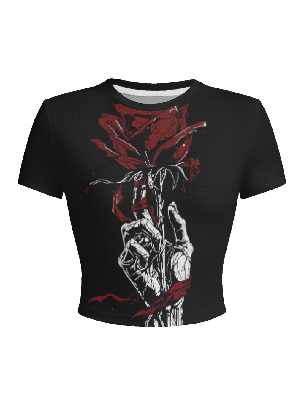 Dark Gothic Holding Red Roses Casual Short-Sleeve T-Shirt