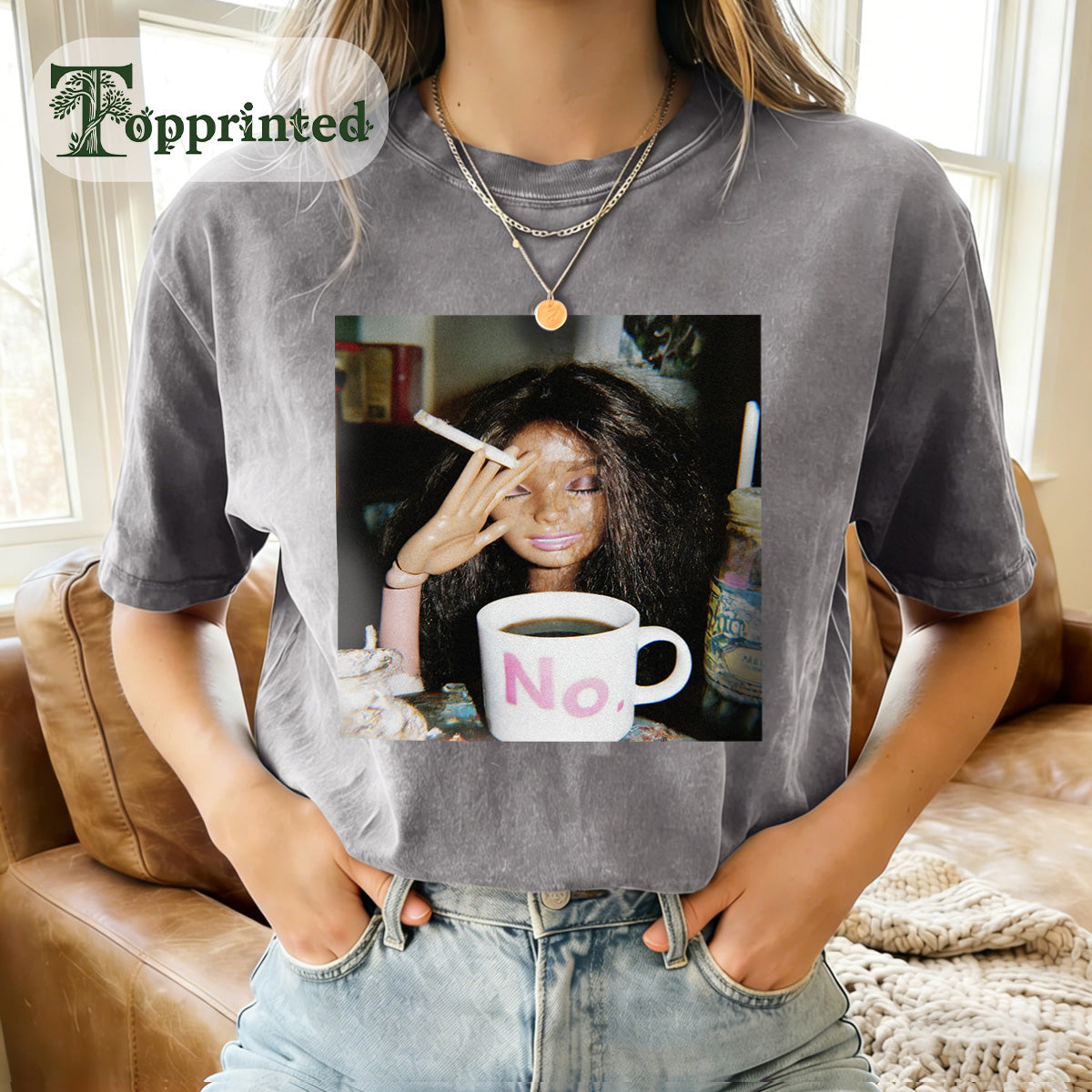 Princess  Washed Cotton Crew Neck T-Shirt