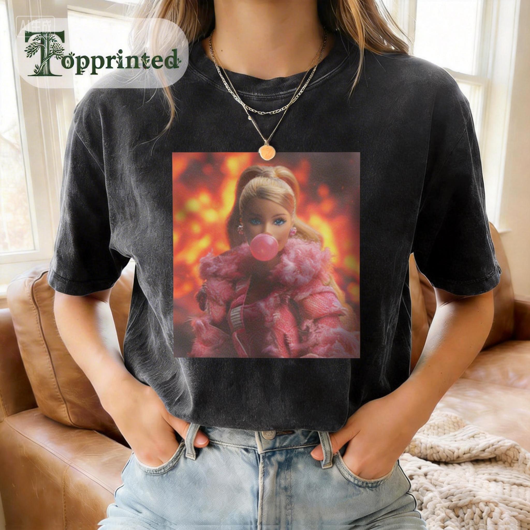 Blowing Up Balloons Print Crew Neck T-Shirt