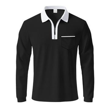 Colorblock Long Sleeve Zip Polo T-Shirt